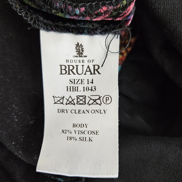 House Of Bruar Midi Victorian Dress Velvet Paisley 1/2 Sleeve Button V Neck 14 - Picture 8 of 9